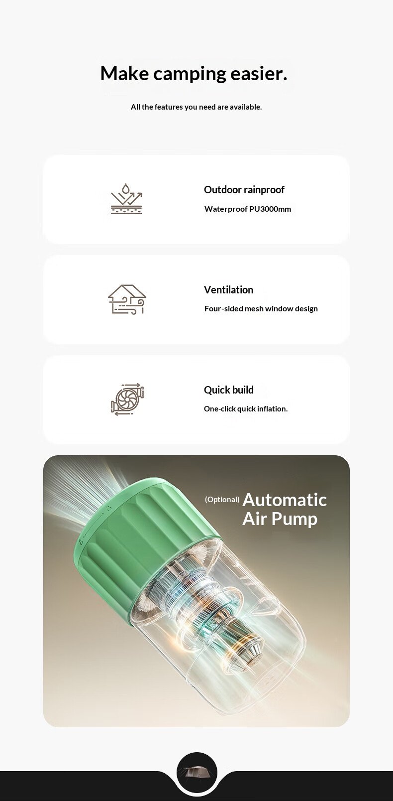 Two Bedrooms One Living Room Inflatable Tent 39f29212bfca473abacab410011e6a88